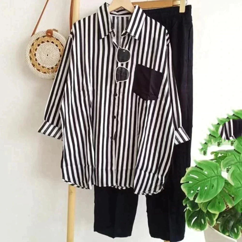 Casual Blouse- en Broekenset van Luchtige Stof – Noémie