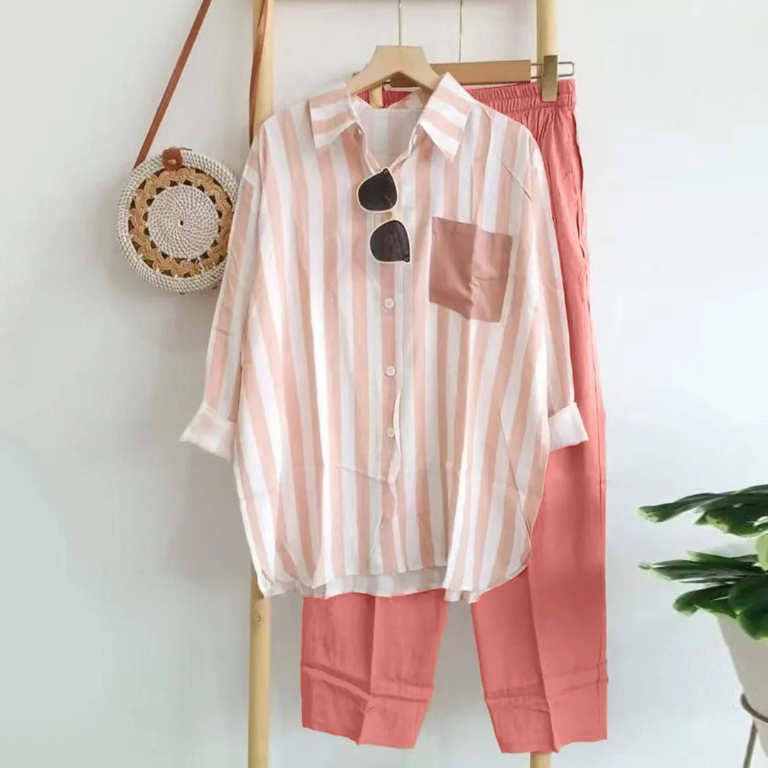Casual Blouse- en Broekenset van Luchtige Stof – Noémie