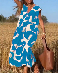 V-Hals Maxi Jurk met Print - Bella