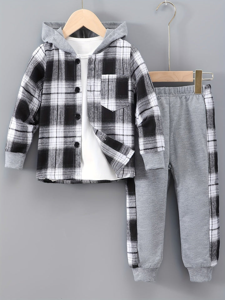 2-delige Jongensset Jordy met Geruite Hoodie en Joggingbroek