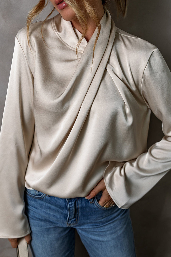 Satijnen Damesblouse met Kruisfront - Livia