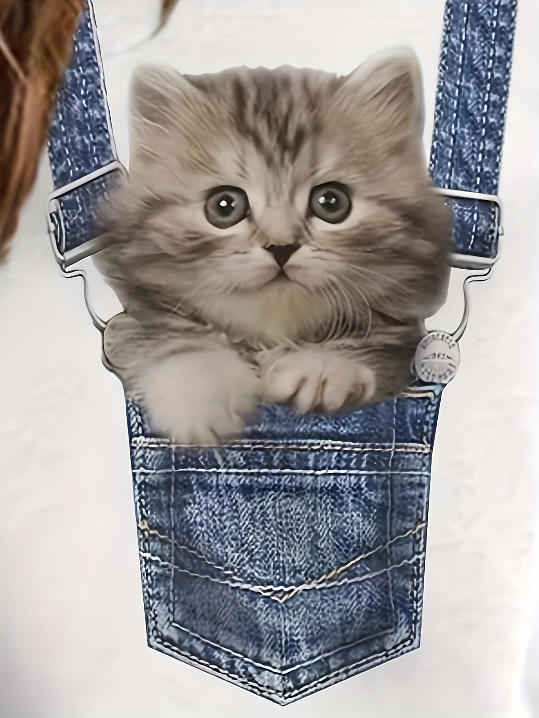 Koszulka z nadrukiem kotów i modnymi detalami w blokach kolorów - Celeste