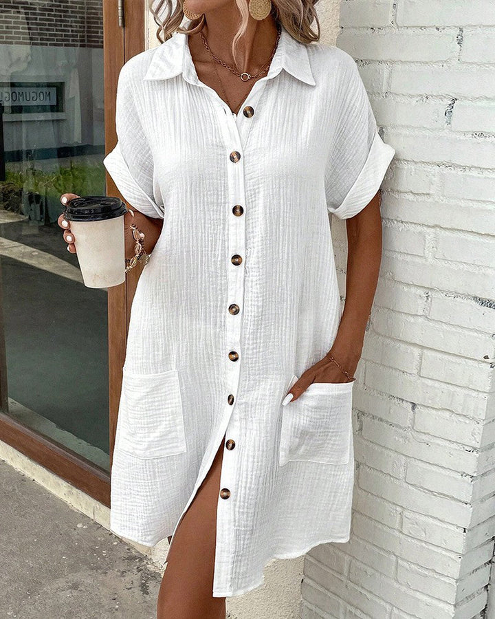 Zomerjurk met Knoopsluiting en Korte Mouwen – Lotte