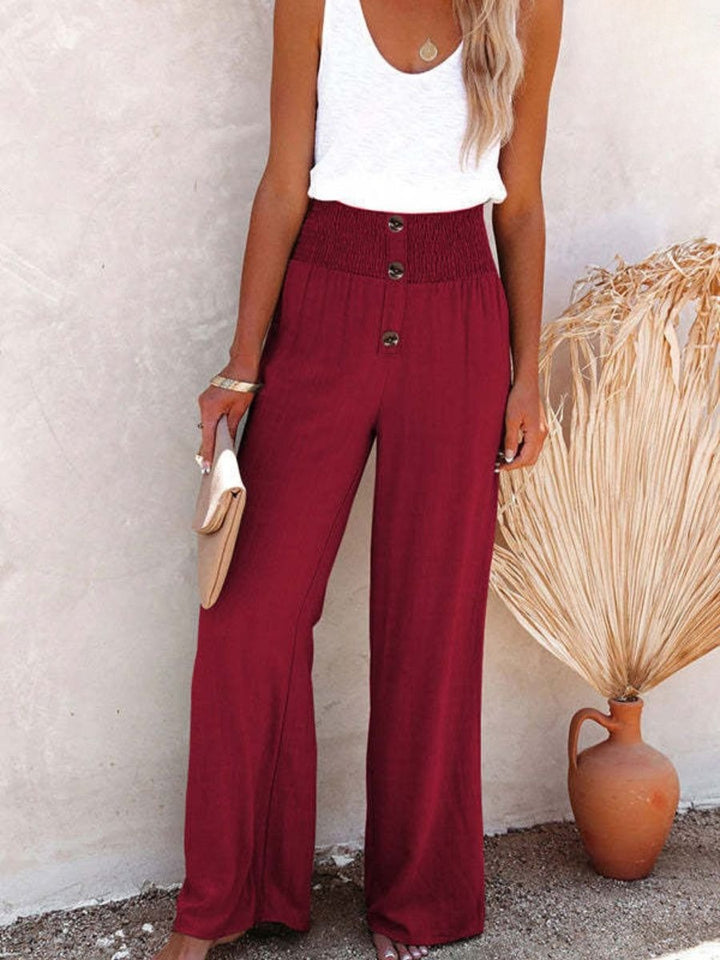Dames Linnenbroek met Hoge Taille en Wijde Pijp – Livia