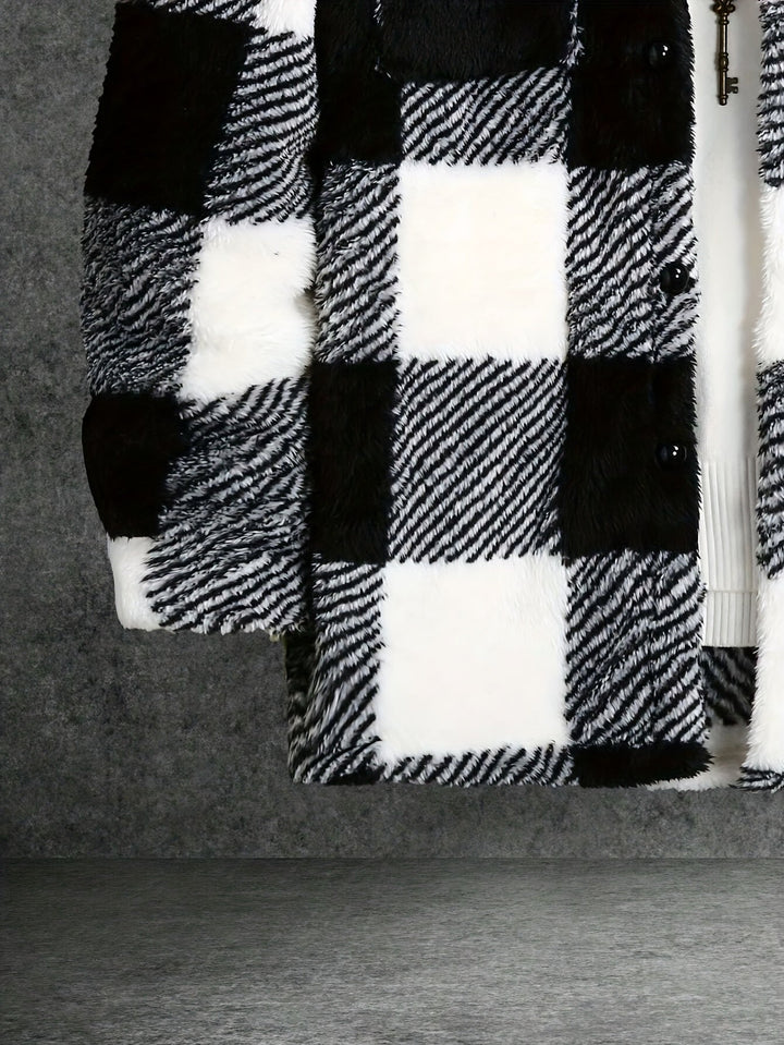 Heren Zwart Wit Geruit Fleece Jack - Riley