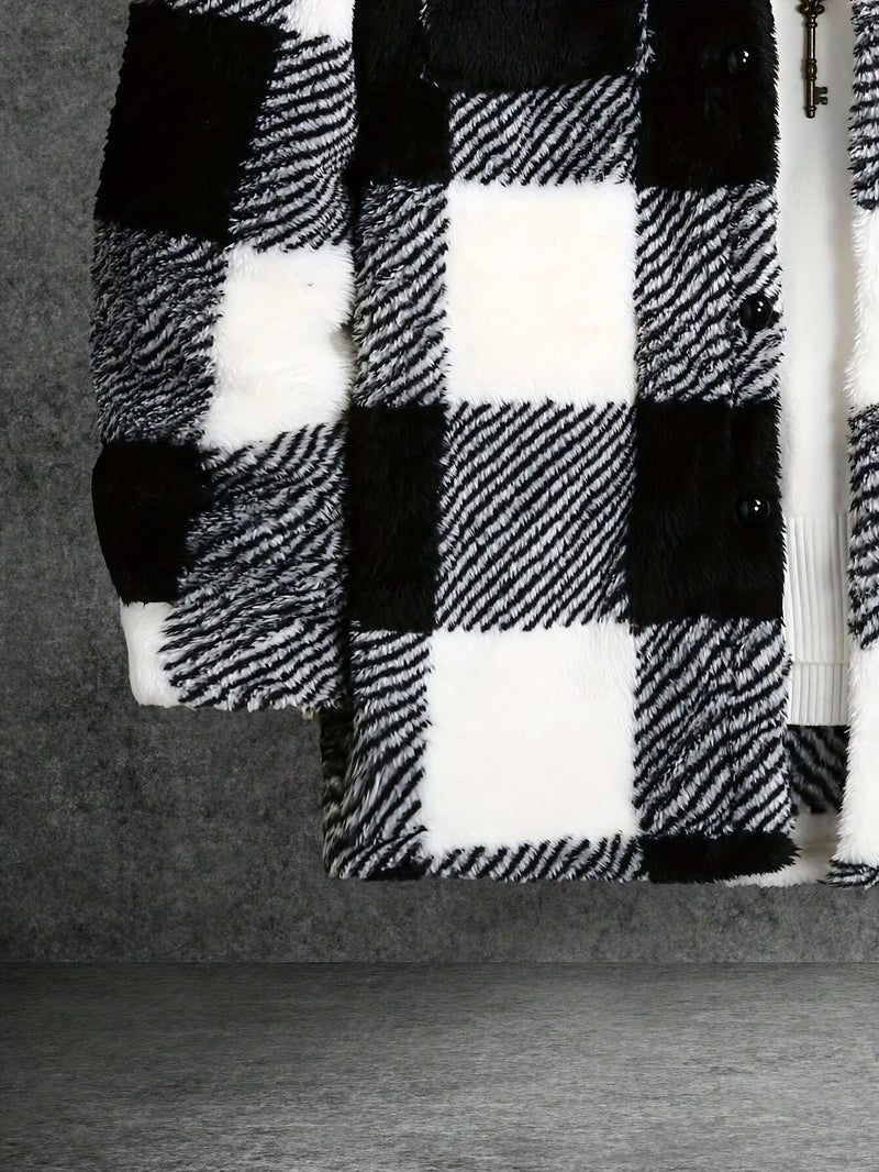 Heren Zwart Wit Geruit Fleece Jack - Riley