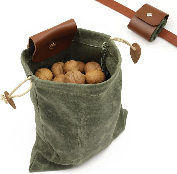 Opvouwbare Gewaxte Canvas Foerageertas met Leren Lus