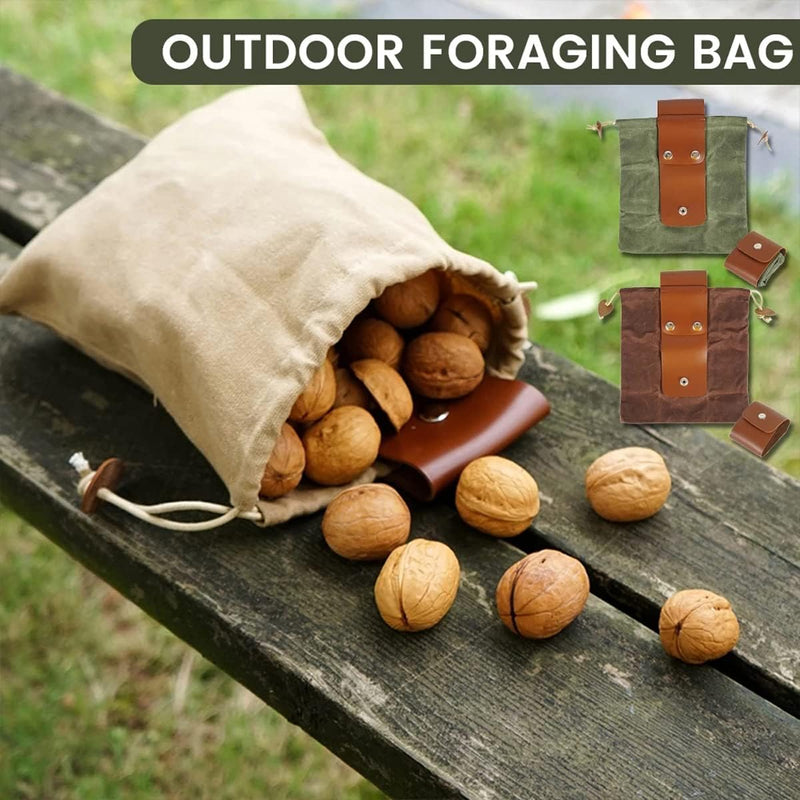 Opvouwbare Gewaxte Canvas Foerageertas met Leren Lus