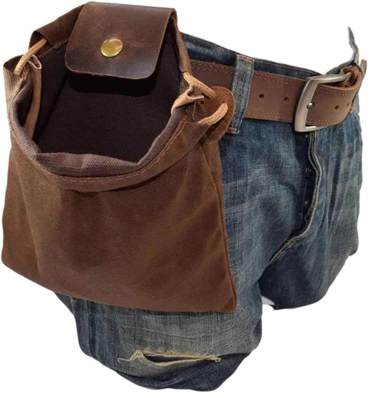Opvouwbare Gewaxte Canvas Foerageertas met Leren Lus