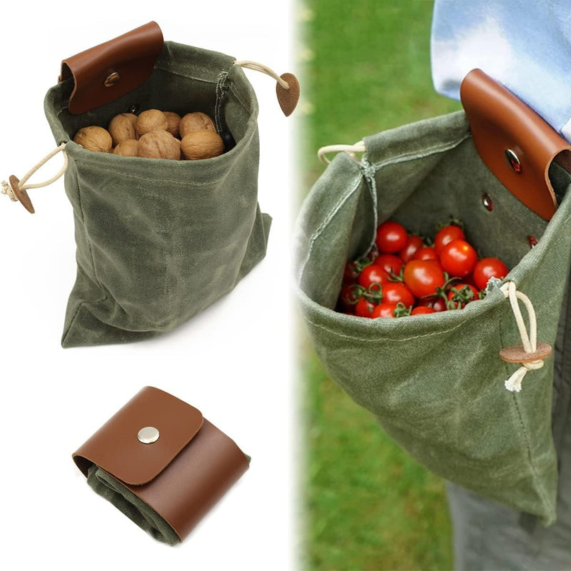 Opvouwbare Gewaxte Canvas Foerageertas met Leren Lus