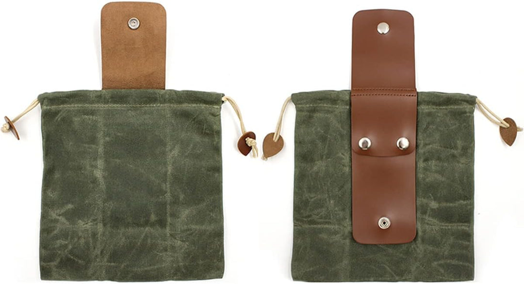 Opvouwbare Gewaxte Canvas Foerageertas met Leren Lus