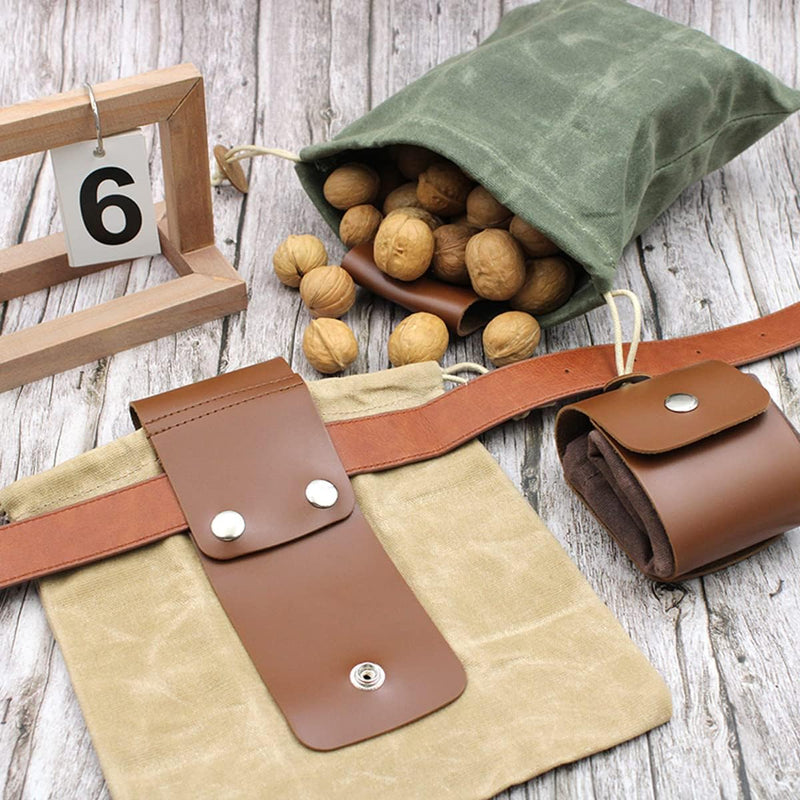 Opvouwbare Gewaxte Canvas Foerageertas met Leren Lus