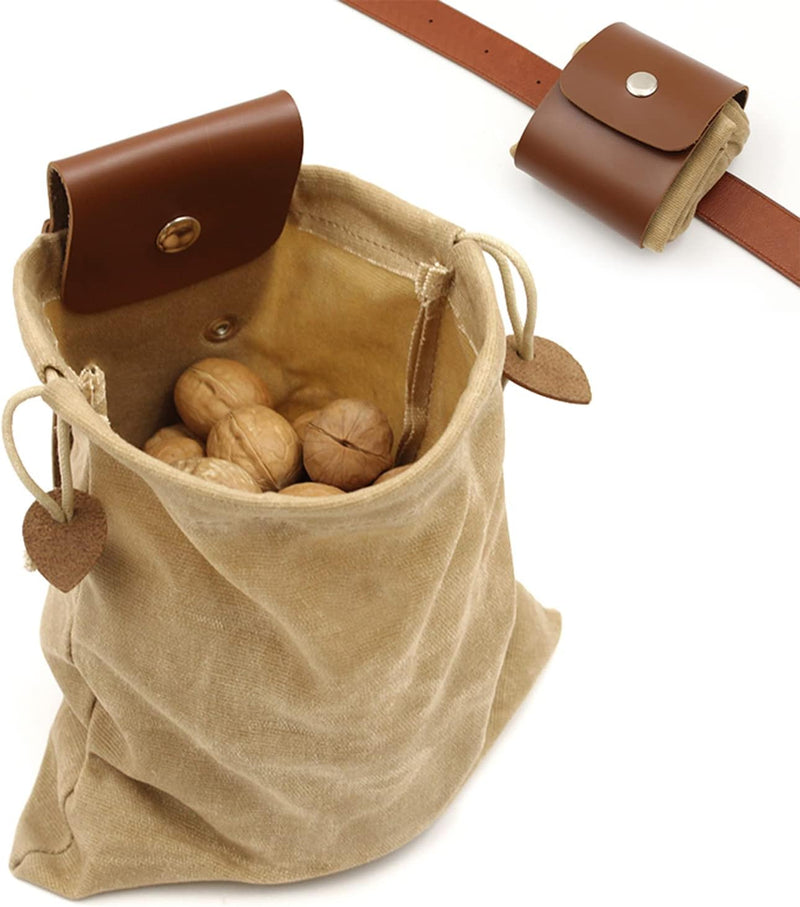 Opvouwbare Gewaxte Canvas Foerageertas met Leren Lus