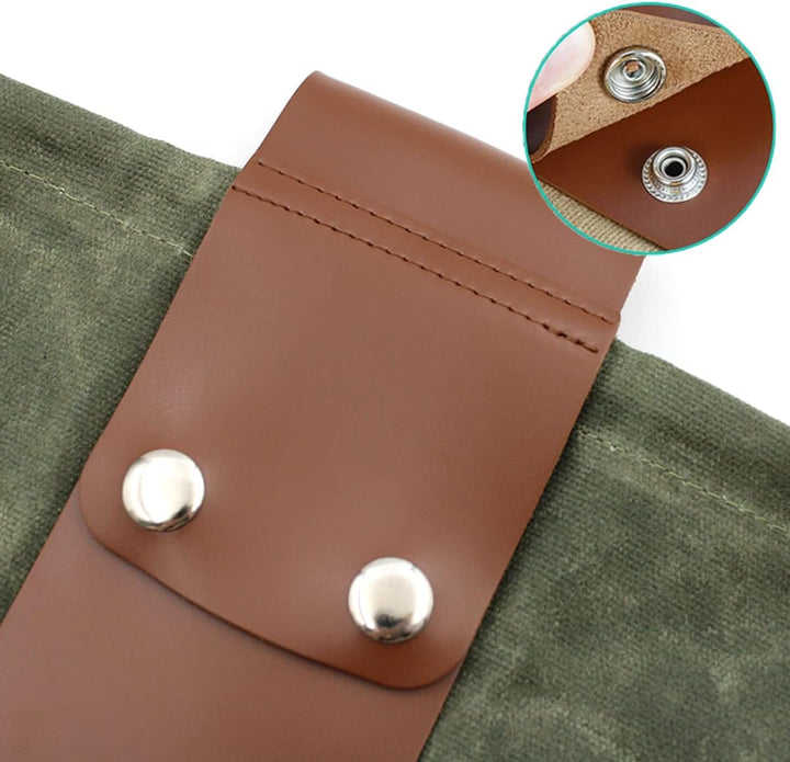 Opvouwbare Gewaxte Canvas Foerageertas met Leren Lus