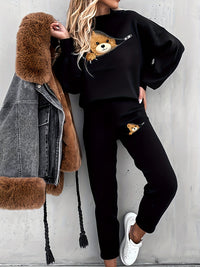 Casual Tweedelige Outfit met Schattige Beerprint - Mila