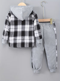 2-delige Jongensset Jordy met Geruite Hoodie en Joggingbroek