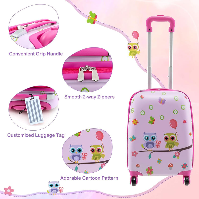 5-delige Kinder Reis Bagageset met Rugzak en Accessoires – Auto | Uil