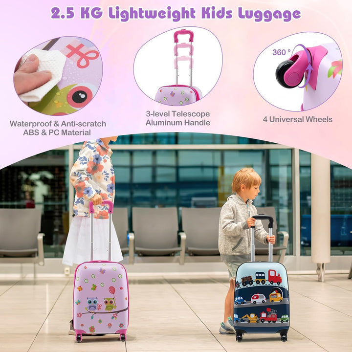 5-delige Kinder Reis Bagageset met Rugzak en Accessoires – Auto | Uil