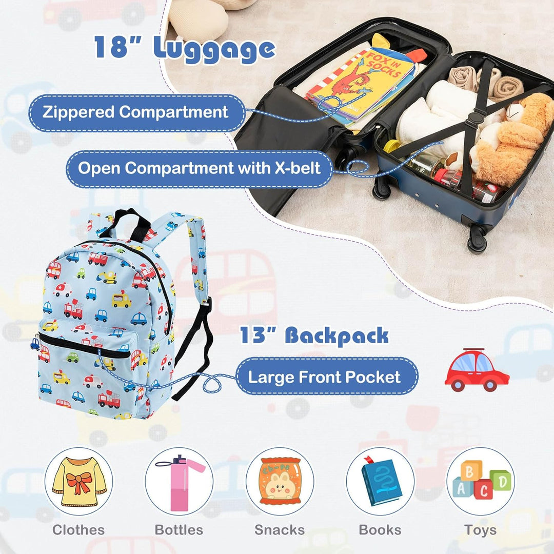 5-delige Kinder Reis Bagageset met Rugzak en Accessoires – Auto | Uil