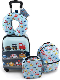 5-delige Kinder Reis Bagageset met Rugzak en Accessoires – Auto | Uil