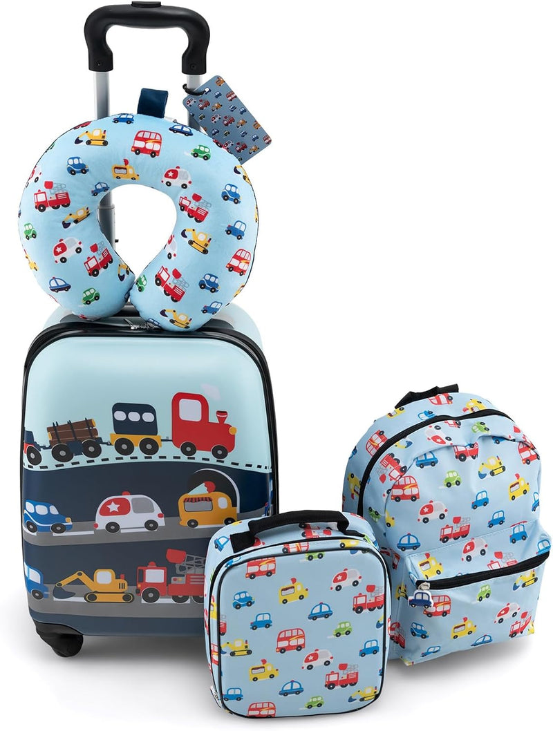 5-delige Kinder Reis Bagageset met Rugzak en Accessoires – Auto | Uil