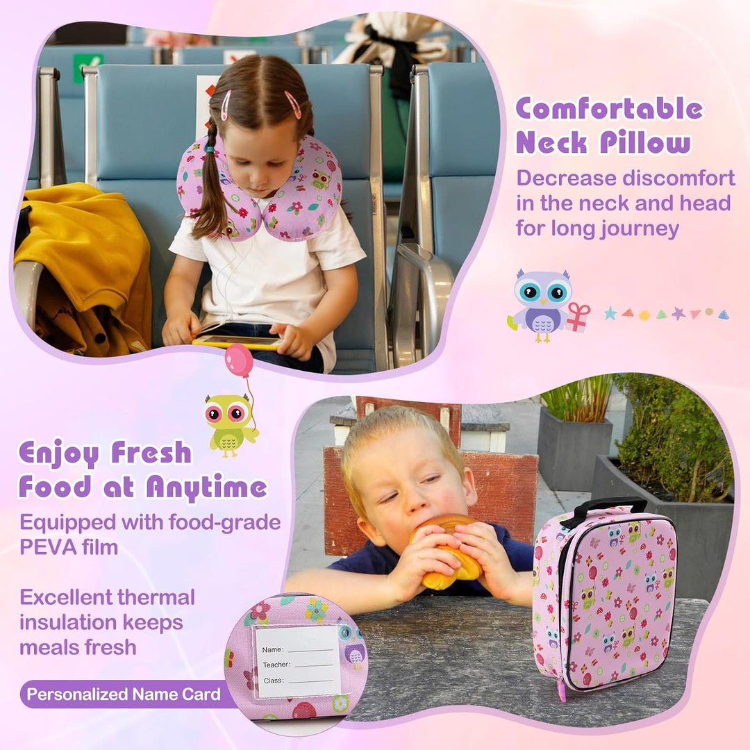 5-delige Kinder Reis Bagageset met Rugzak en Accessoires – Auto | Uil