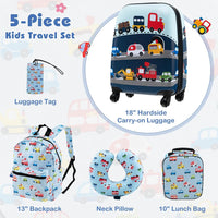 5-delige Kinder Reis Bagageset met Rugzak en Accessoires – Auto | Uil