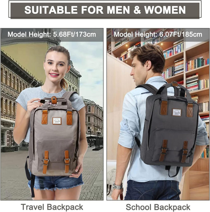 15.6” Waterdichte Vintage Laptop Rugzak met Opbergvakken – UrbanEase