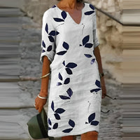 Trendy Zomerjurk met Bladprint – Liora