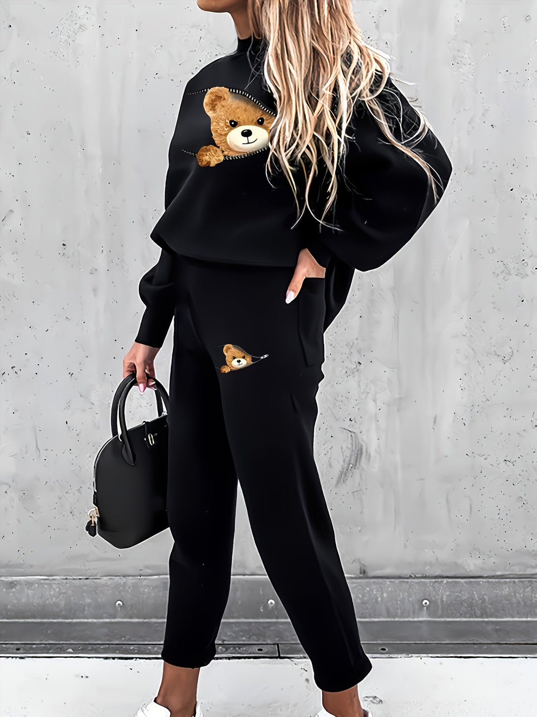 Casual Tweedelige Outfit met Schattige Beerprint - Mila
