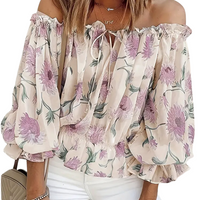 Off-Shoulder Bloemenblouse met Ruches – Fayenne