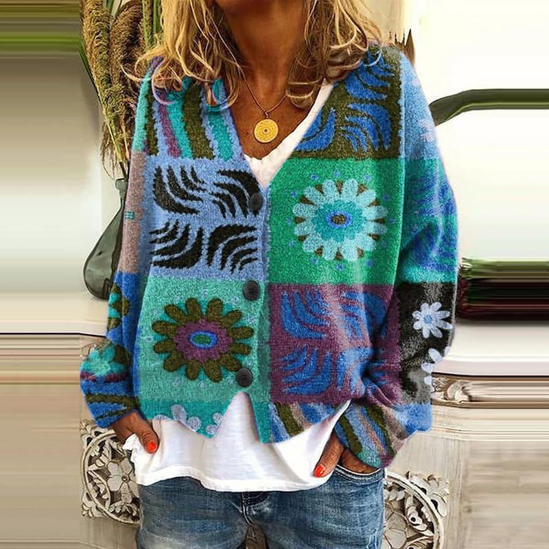 Trendy Patchwork Dames Vest met Knopen - Elise