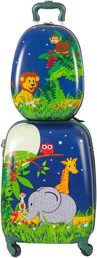 2-delige Kinder Reisbagageset met Rugzak – Jungle | Reis | Eenhoorn
