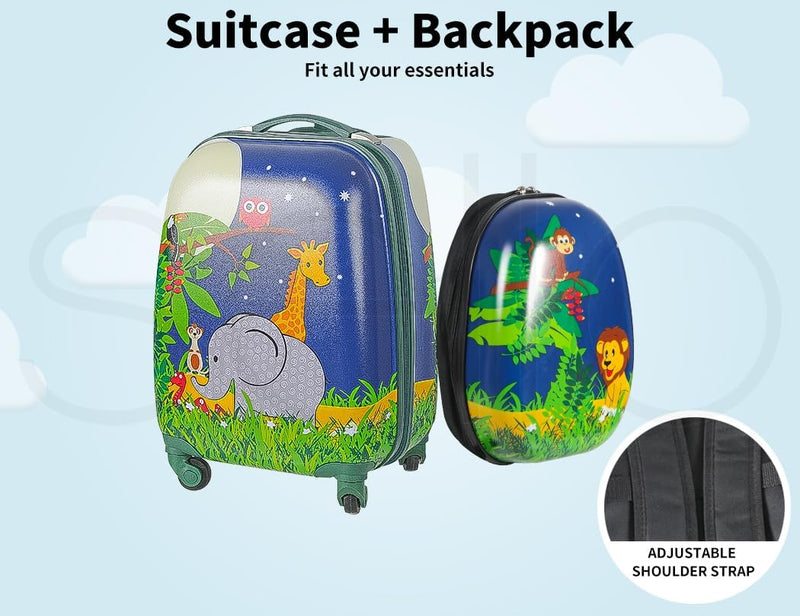 2-delige Kinder Reisbagageset met Rugzak – Jungle | Reis | Eenhoorn