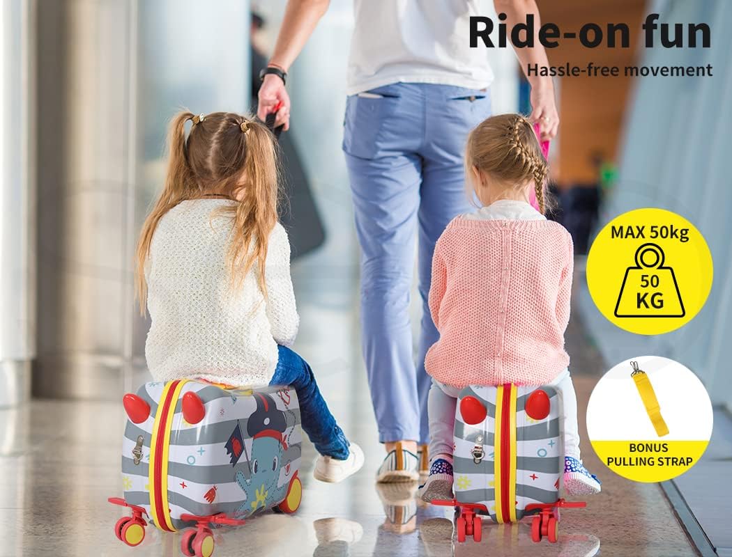 2-in-1 Ride-On Kinderkoffer met 360° wielen