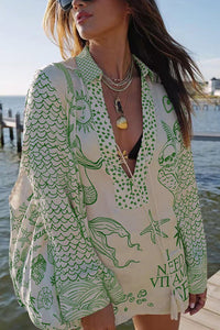 Satijn zomer shorts set met blouse - Talia