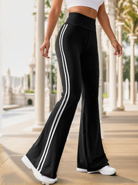 Gestreepte Dames Flared Broek met Hoge Taille - Lucia