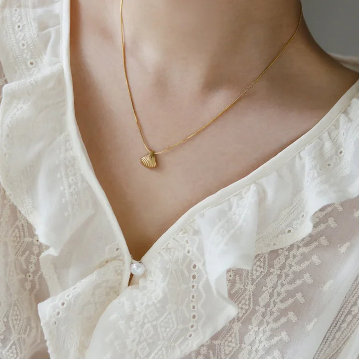 Gouden Sint-Jakobsschelp Bloemenketting - Lila