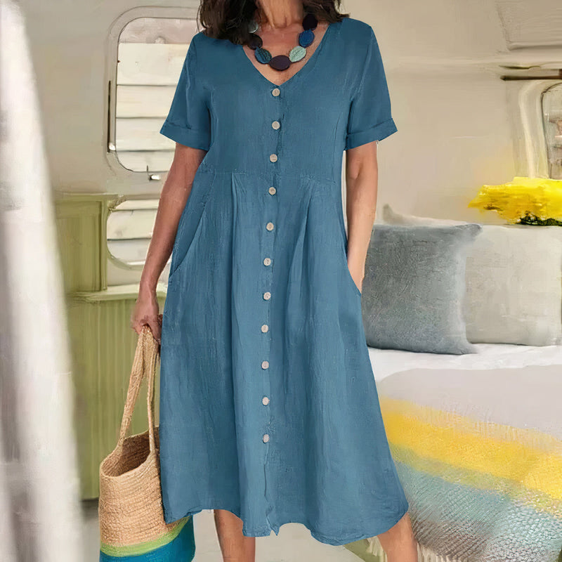 Casual Katoen-linnen Zomerjurk – Noor