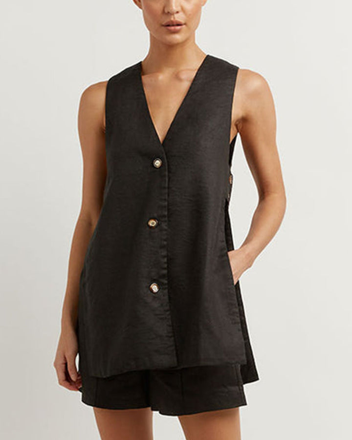 Dames Zomerset met Mouwloze Gilet en Hoge Taille Shorts – Sylvie