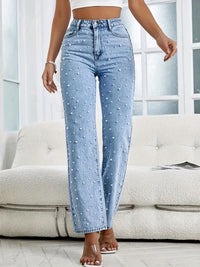 Straight Damesjeans met Parels - Mila