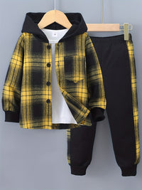 2-delige Jongensset Jordy met Geruite Hoodie en Joggingbroek