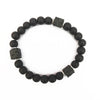 Mat Zwart Onyx en Kubus Lavasteen Balance-Armband - Aurelia