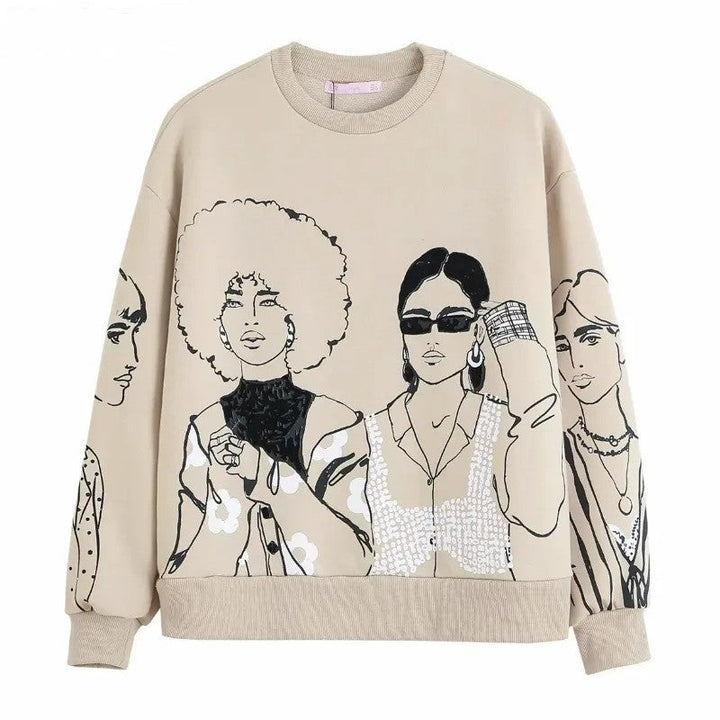 Losvallende Wolprint Sweater - Elise