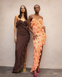 Chiffon Maxi-Jurk met Ruches en Gekruiste Halslijn – Elenna