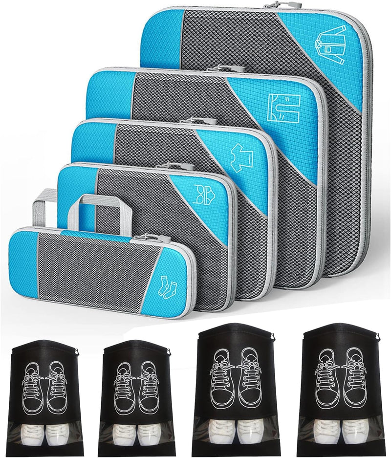 Ruimtebesparende Compressie Inpak Cube Set – 9 Stuks Bagage Organizers