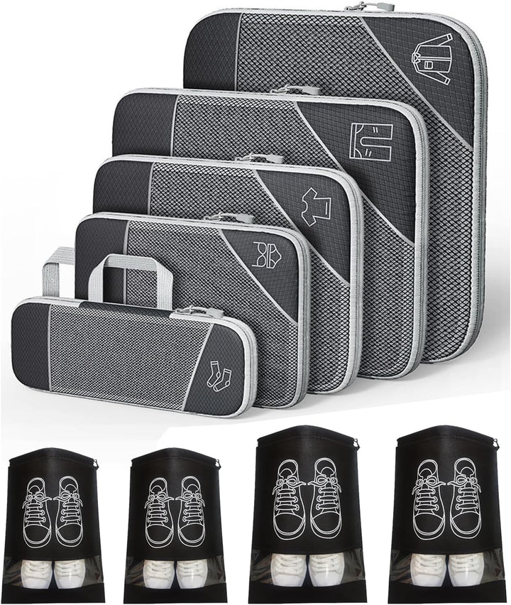 Ruimtebesparende Compressie Inpak Cube Set – 9 Stuks Bagage Organizers