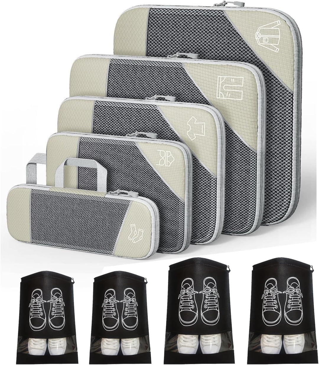 Ruimtebesparende Compressie Inpak Cube Set – 9 Stuks Bagage Organizers