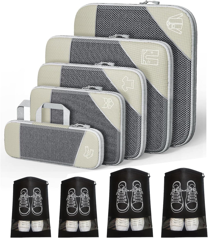 Ruimtebesparende Compressie Inpak Cube Set – 9 Stuks Bagage Organizers
