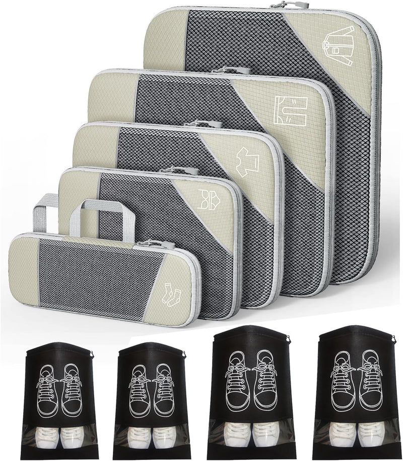 Ruimtebesparende Compressie Inpak Cube Set – 9 Stuks Bagage Organizers